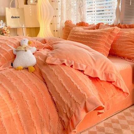 91家纺网 家纺一手货源 找家纺 （总）秋艳家纺 2023新款纯色牛奶绒流苏款四件套