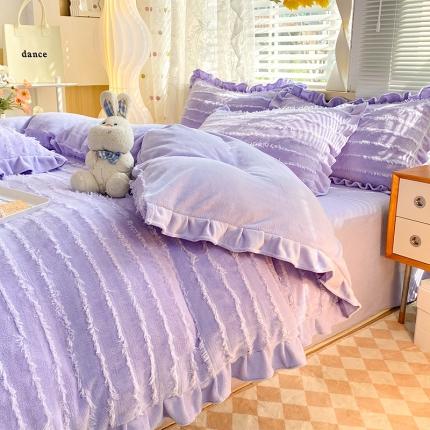 91家纺网 家纺一手货源 找家纺 （总）秋艳家纺 2023新款纯色牛奶绒流苏款四件套