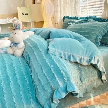 91家纺网 家纺一手货源 找家纺 （总）秋艳家纺 2023新款纯色牛奶绒流苏款四件套