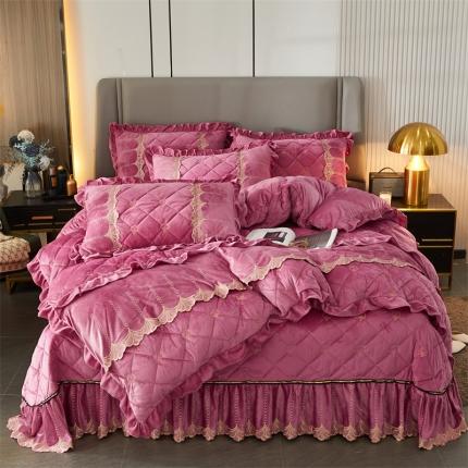 91家纺网 家纺一手货源 找家纺 （总）十个点家纺 2024新款刺绣水晶绒床盖四件套