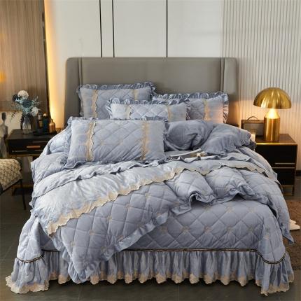 91家纺网 家纺一手货源 找家纺 （总）十个点家纺 2024新款刺绣水晶绒床盖四件套