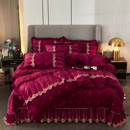 91家纺网 家纺一手货源 找家纺 （总）十个点家纺 2024新款刺绣水晶绒床盖四件套