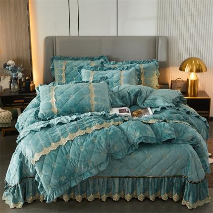 91家纺网 家纺一手货源 找家纺 （总）十个点家纺 2024新款刺绣水晶绒床盖四件套