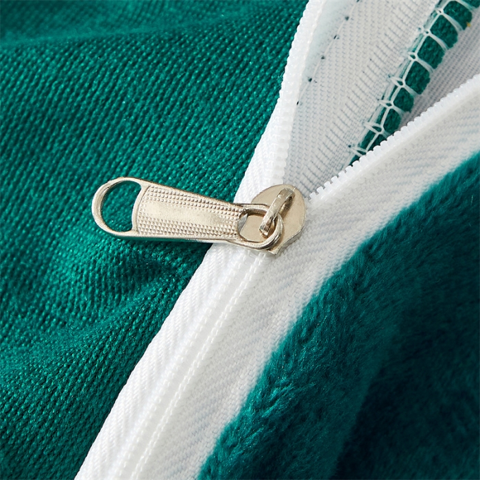 91家纺网 家纺一手货源 找家纺 十个点家纺 2024新款刺绣水晶绒床盖四件套 宝石绿