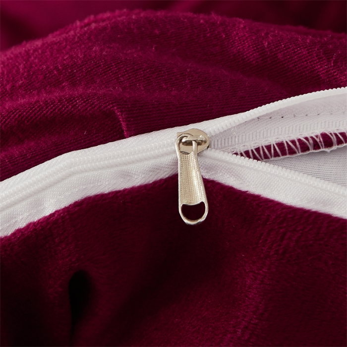 91家纺网 家纺一手货源 找家纺 十个点家纺 2024新款刺绣水晶绒床盖四件套 酒红