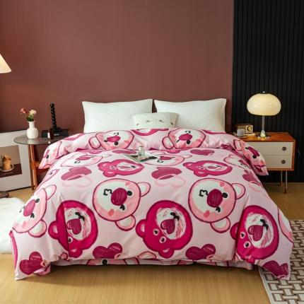 乐视 2024新款加厚高密全棉磨毛被套 草莓熊熊