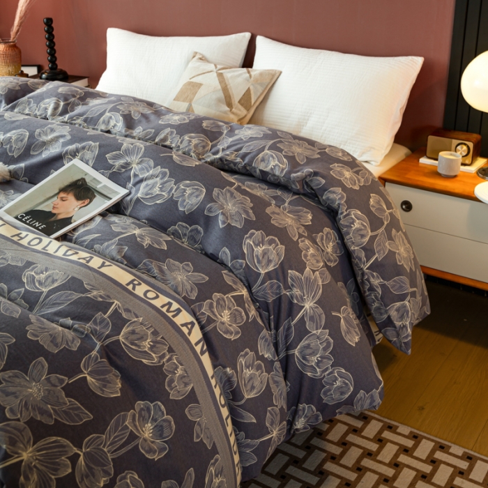 91家纺网 家纺一手货源 找家纺 乐视 2024新款加厚高密全棉磨毛被套 宛然