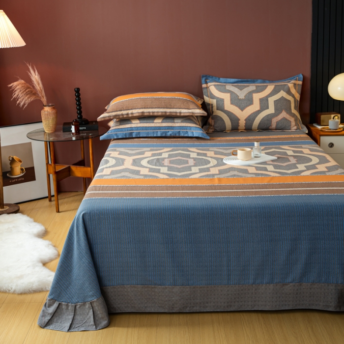 91家纺网 家纺一手货源 找家纺 乐视 2024新款加厚高密全棉磨毛床单 威尼斯