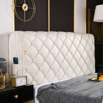 91家纺网 家纺一手货源 找家纺 总 情恒 2025新款防撞加厚夹棉刺绣绗缝全包床头罩大靠背靠垫-科技布