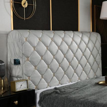 91家纺网 家纺一手货源 找家纺 总 情恒 2025新款防撞加厚夹棉刺绣绗缝全包床头罩大靠背靠垫-科技布