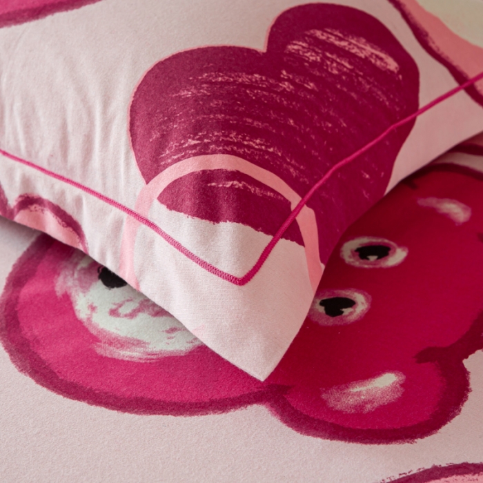 91家纺网 家纺一手货源 找家纺 乐视2024新款加厚高密全棉磨毛枕套 草莓熊熊