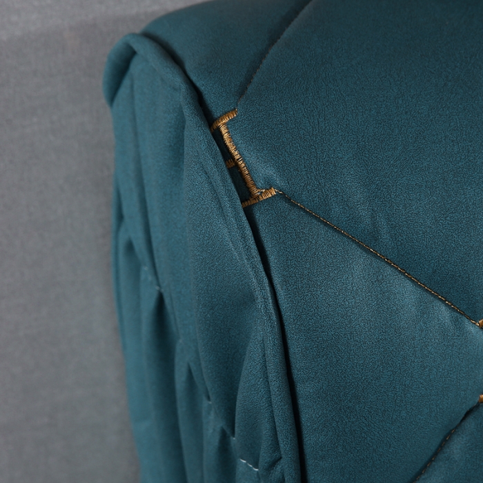 91家纺网 家纺一手货源 找家纺 情恒 2025新款防撞加厚夹棉刺绣绗缝全包床头罩大靠背靠垫-科技布 梦幻蓝