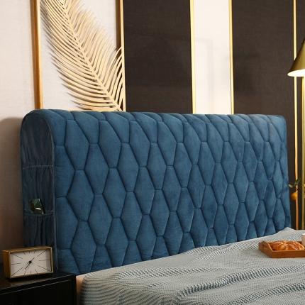 91家纺网 家纺一手货源 找家纺 情恒 2025新款防撞加厚夹棉刺绣绗缝全包床头罩大靠背靠垫-菱形款 雾兰