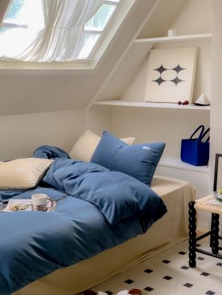 91家纺网 家纺一手货源 找家纺 （总）洋铭区2022新款小清新撞色系列绒四件套