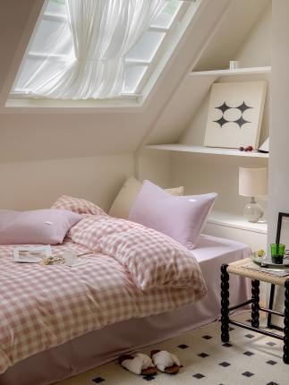 91家纺网 家纺一手货源 找家纺 （总）洋铭区2022新款小清新撞色系列绒四件套