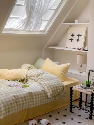 91家纺网 家纺一手货源 找家纺 （总）洋铭区2022新款小清新撞色系列绒四件套