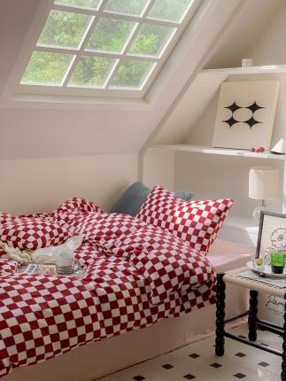 91家纺网 家纺一手货源 找家纺 （总）洋铭区2022新款小清新撞色系列绒四件套