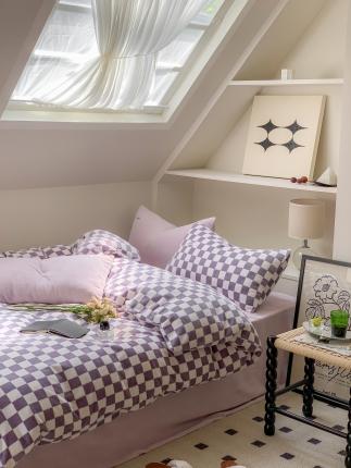 91家纺网 家纺一手货源 找家纺 （总）洋铭区2022新款小清新撞色系列绒四件套