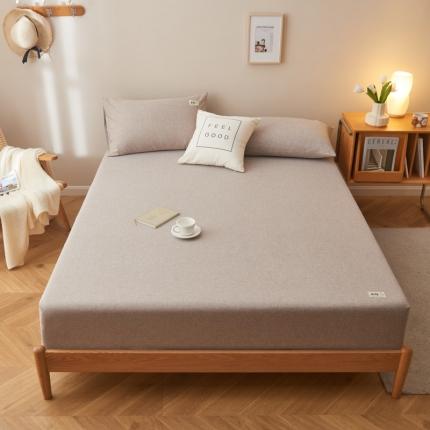 91家纺网 家纺一手货源 找家纺 21度c 2021新款亲肤彩棉床笠 卡其