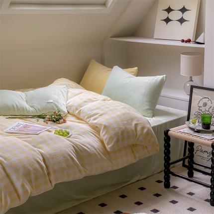 洋铭区2022新款小清新撞色系列绒四件套 菠萝格