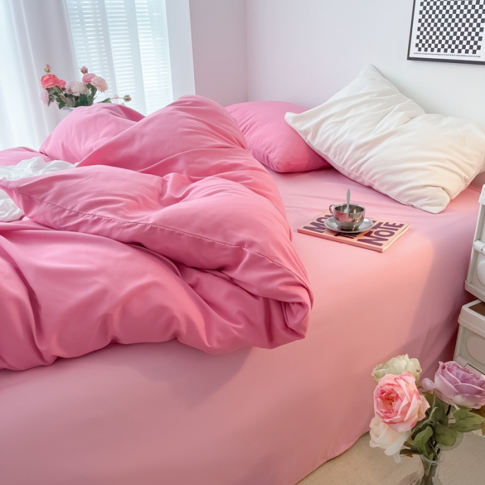 91家纺网 家纺一手货源 找家纺 雨帆家纺2022新款纯色系列四件套 完美绽放