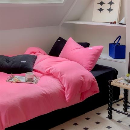 洋铭区2022新款小清新撞色系列绒四件套 粉贝贝