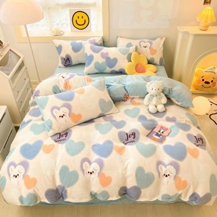 91家纺网 家纺一手货源 找家纺 （总）金爱家 2023新款牛奶绒小清新四件套