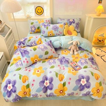 91家纺网 家纺一手货源 找家纺 （总）金爱家 2023新款牛奶绒小清新四件套