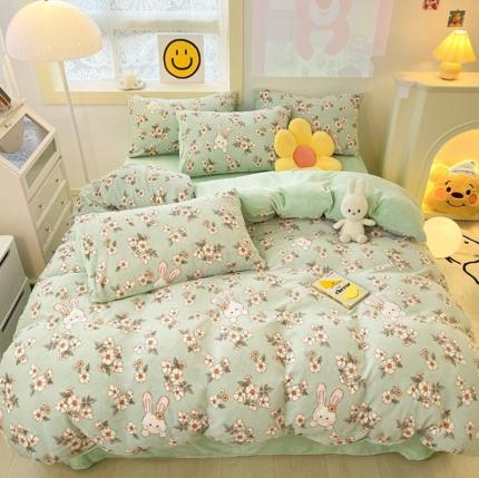 91家纺网 家纺一手货源 找家纺 （总）金爱家 2023新款牛奶绒小清新四件套