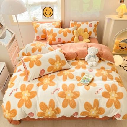 91家纺网 家纺一手货源 找家纺 （总）金爱家 2023新款牛奶绒小清新四件套