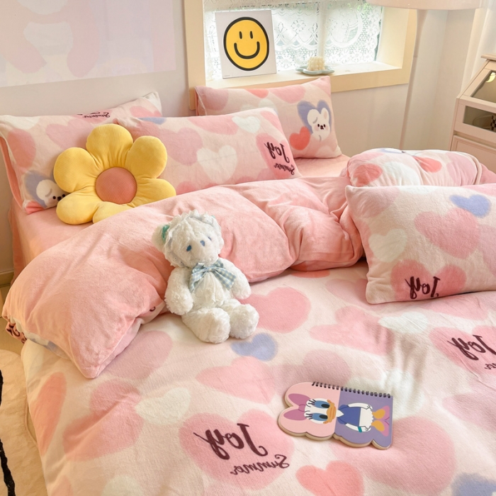 91家纺网 家纺一手货源 找家纺 （总）金爱家 2023新款牛奶绒小清新四件套