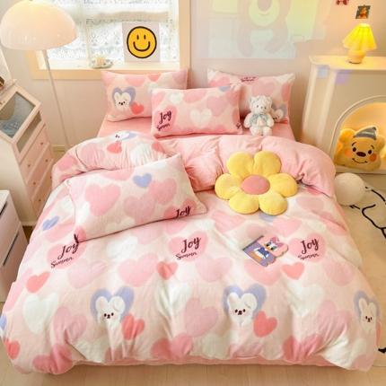 （总）金爱家 2023新款牛奶绒小清新四件套