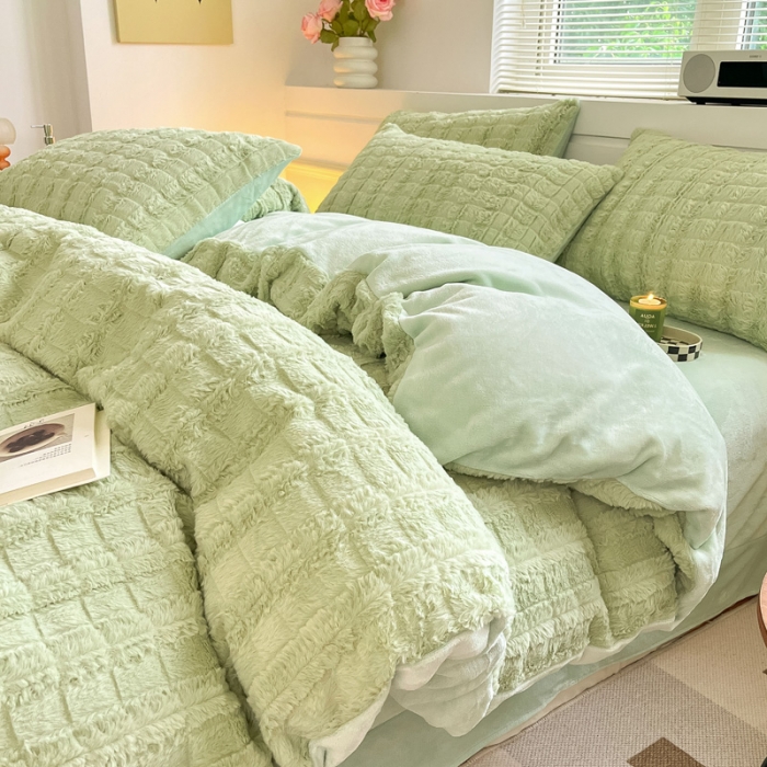 91家纺网 家纺一手货源 找家纺 （总）金爱家 2023新款全消光牛奶绒獭兔毛绒四件套