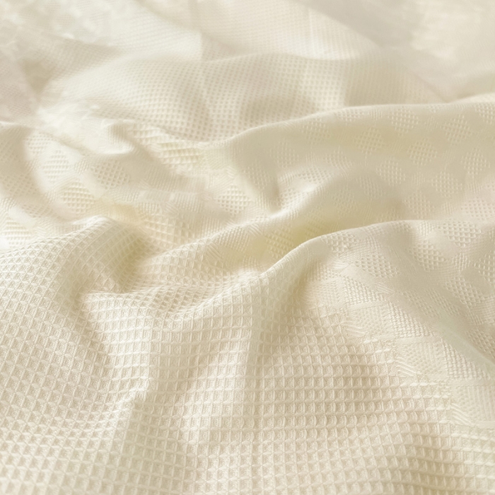 91家纺网 家纺一手货源 找家纺 金丝鸟 2022全棉华夫格提花加牛奶绒四件套 拉夫格白