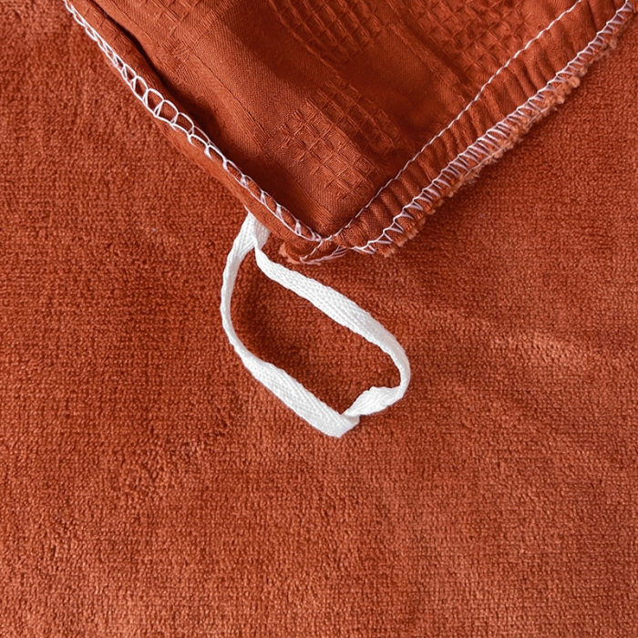 91家纺网 家纺一手货源 找家纺 金丝鸟 2022全棉华夫格提花加牛奶绒四件套 苏珊格红