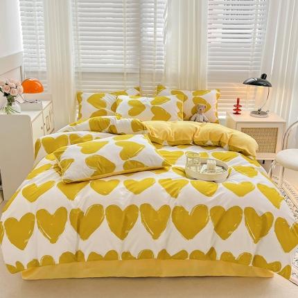 91家纺网 家纺一手货源 找家纺 （总）金丝鸟 2022全棉印花加牛奶绒四件套