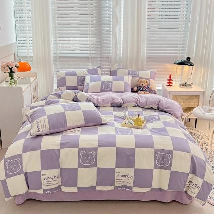 91家纺网 家纺一手货源 找家纺 （总）金丝鸟 2022全棉印花加牛奶绒四件套