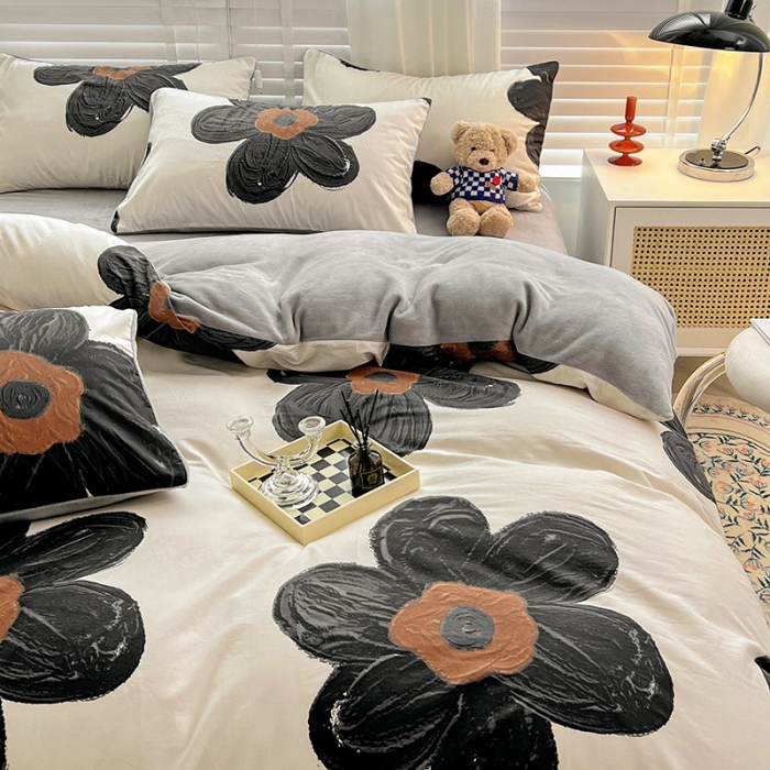 91家纺网 家纺一手货源 找家纺 （总）金丝鸟 2022全棉印花加牛奶绒四件套