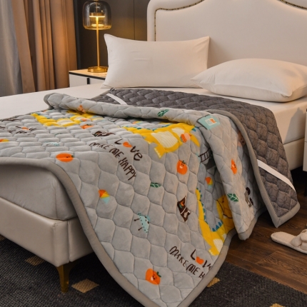 索弗莱 2022新款 加厚宽边牛奶绒床垫 恐龙