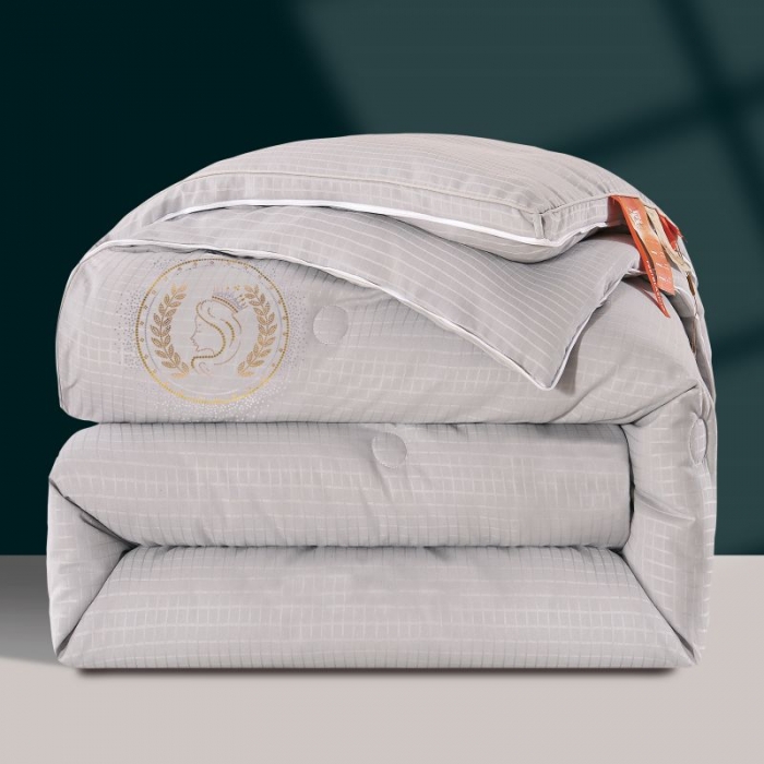 91家纺网 家纺一手货源 找家纺 伊被源 2022新款磨毛提花拉链子母被 灰色