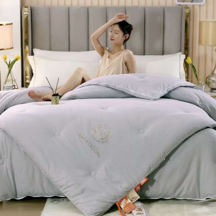 91家纺网 家纺一手货源 找家纺 伊被源 2022新款磨毛提花拉链子母被 灰色