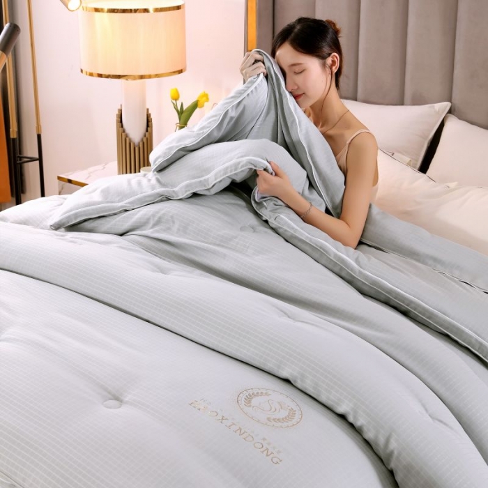 91家纺网 家纺一手货源 找家纺 伊被源 2022新款磨毛提花拉链子母被 灰色