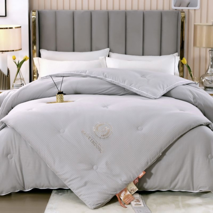 91家纺网 家纺一手货源 找家纺 伊被源 2022新款磨毛提花拉链子母被 灰色