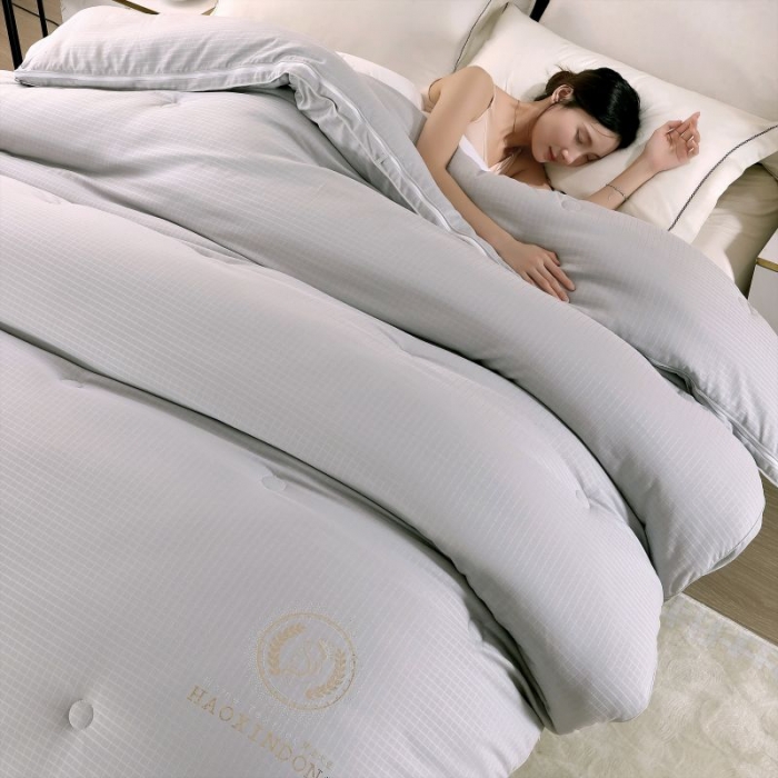 91家纺网 家纺一手货源 找家纺 伊被源 2022新款磨毛提花拉链子母被 灰色