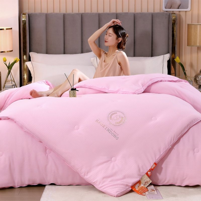 91家纺网 家纺一手货源 找家纺 伊被源 2022新款磨毛提花拉链子母被 粉色