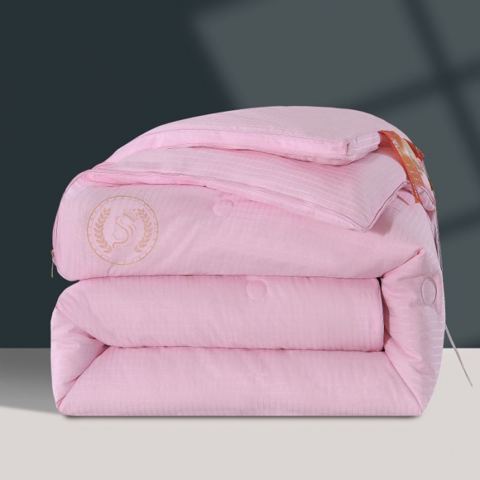 91家纺网 家纺一手货源 找家纺 伊被源 2022新款磨毛提花拉链子母被 粉色