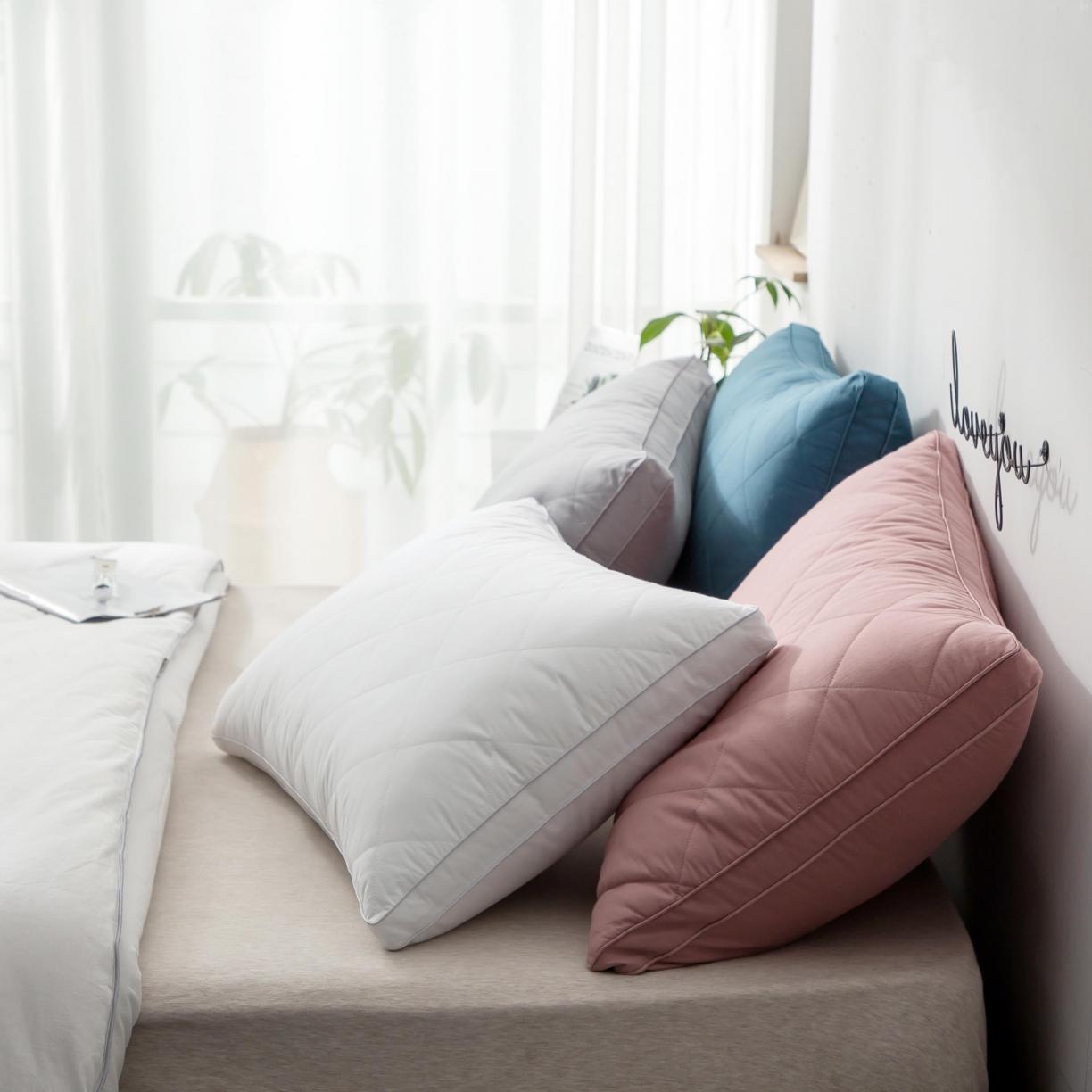 91家纺网 家纺一手货源 找家纺 （总）赛格时代家居 全棉大格立体绗缝羽丝绒枕芯