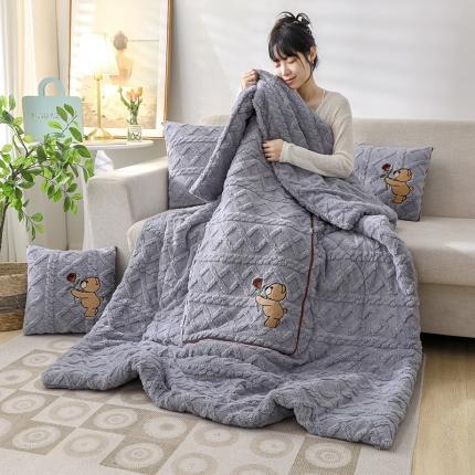 91家纺网 家纺一手货源 找家纺 （总）宝马家纺 2022新款塔芙绒毛巾绣系列多功能抱枕被