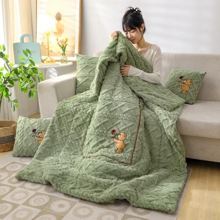 91家纺网 家纺一手货源 找家纺 （总）宝马家纺 2022新款塔芙绒毛巾绣系列多功能抱枕被