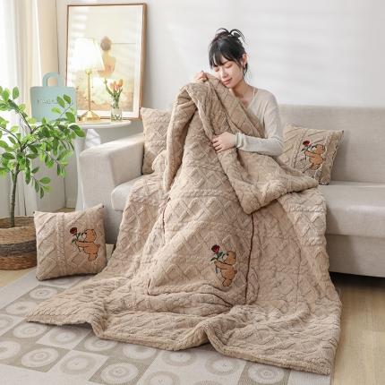 91家纺网 家纺一手货源 找家纺 （总）宝马家纺 2022新款塔芙绒毛巾绣系列多功能抱枕被